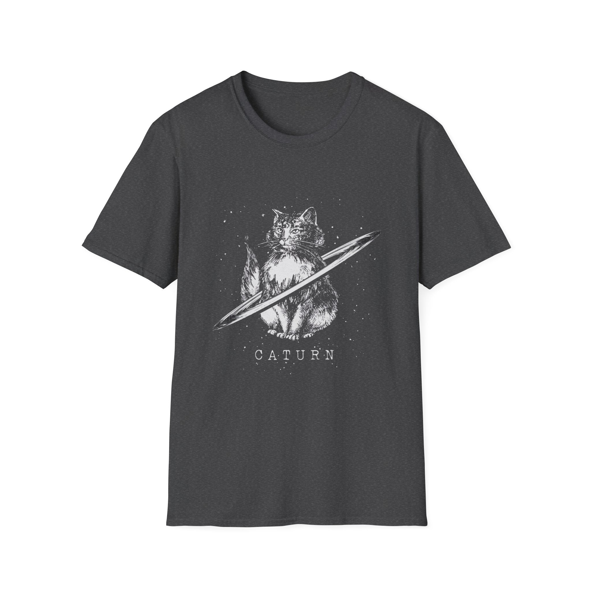 Cat Planetary Orbit Illustration T-Shirt | Minimal Space Art