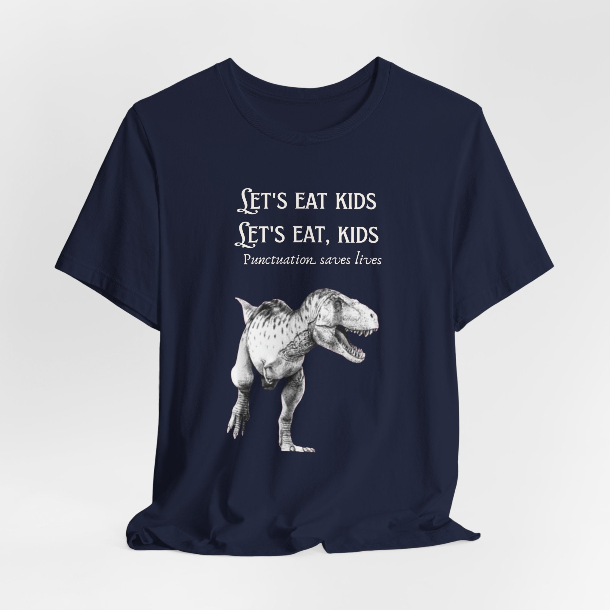 Let's Eat Kids T-Shirt | Tyrannosaurus Rex Grammar Joke Tee, English Teacher shirt