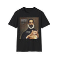 Funny Cat Meme T-Shirt — "I will hug him... The fuck you will" Vintage Portrait Cat Tee