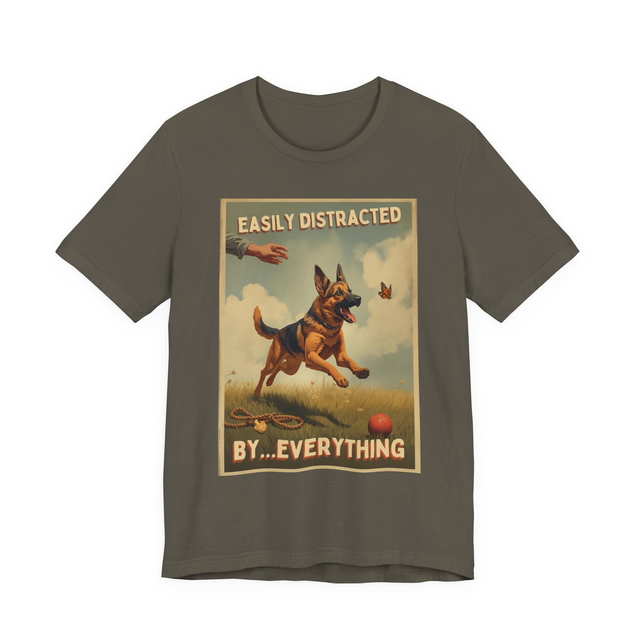 German Shepherd tee, Easily Distracted By Everything dog graphic tee | T-Shirt