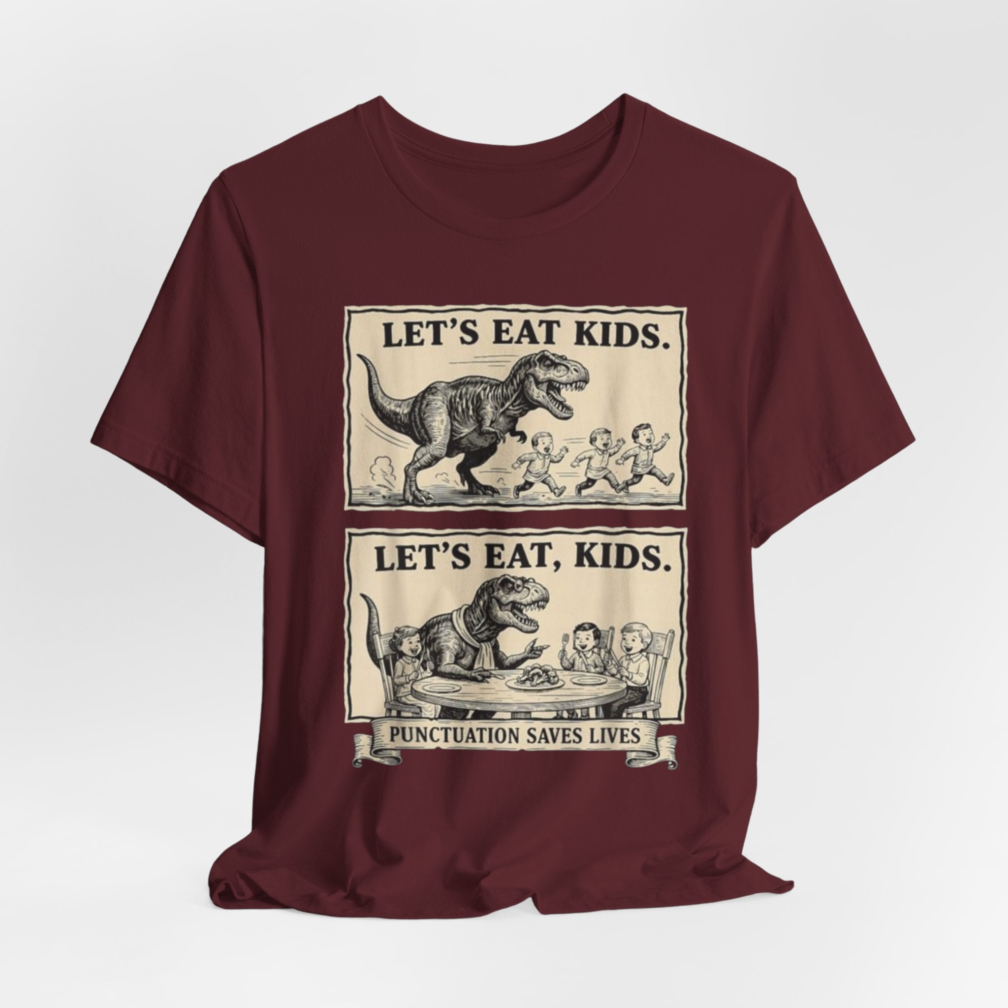 Punctuation Saves Lives comic panel Tee | Let's eat kids, Let's eat, kids design, English Teacher shirt