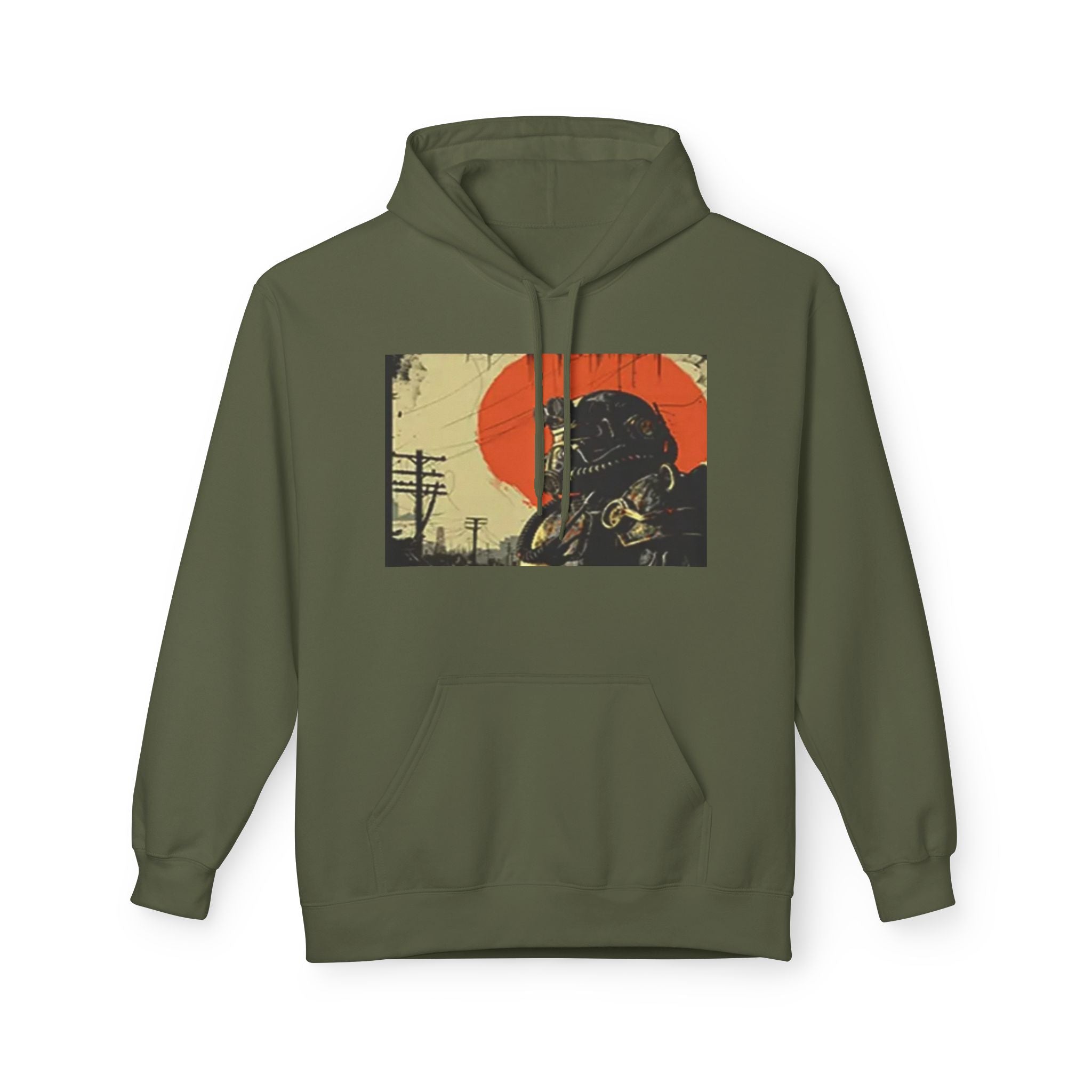 Vintage Biker Skull Hoodie , Fallout Hoodie— Sunset Rider Graphic Pullover
