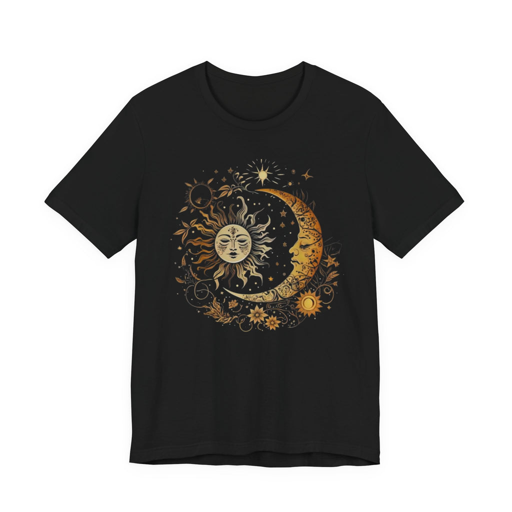 Celestial Sun and Moon Tee, Unisex Short Sleeve T-Shirt, Astrology Shirt, Gift for Astronomers, Cosmic Design Tee