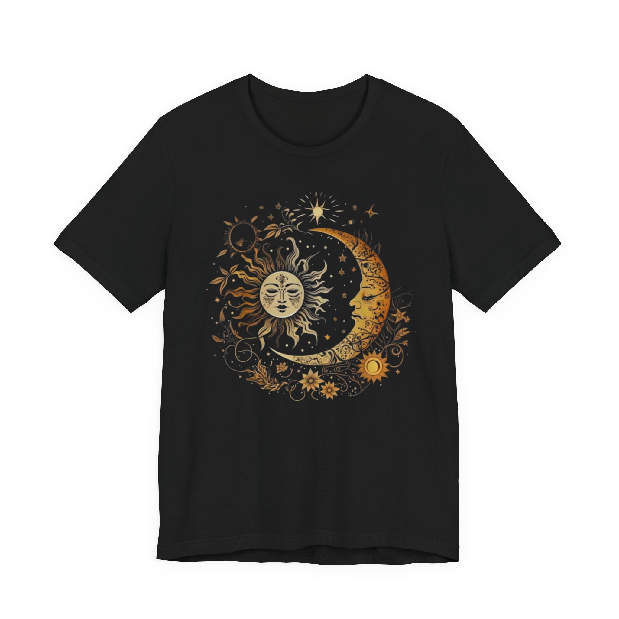 Celestial Sun and Moon Tee, Unisex Short Sleeve T-Shirt, Astrology Shirt, Gift for Astronomers, Cosmic Design Tee