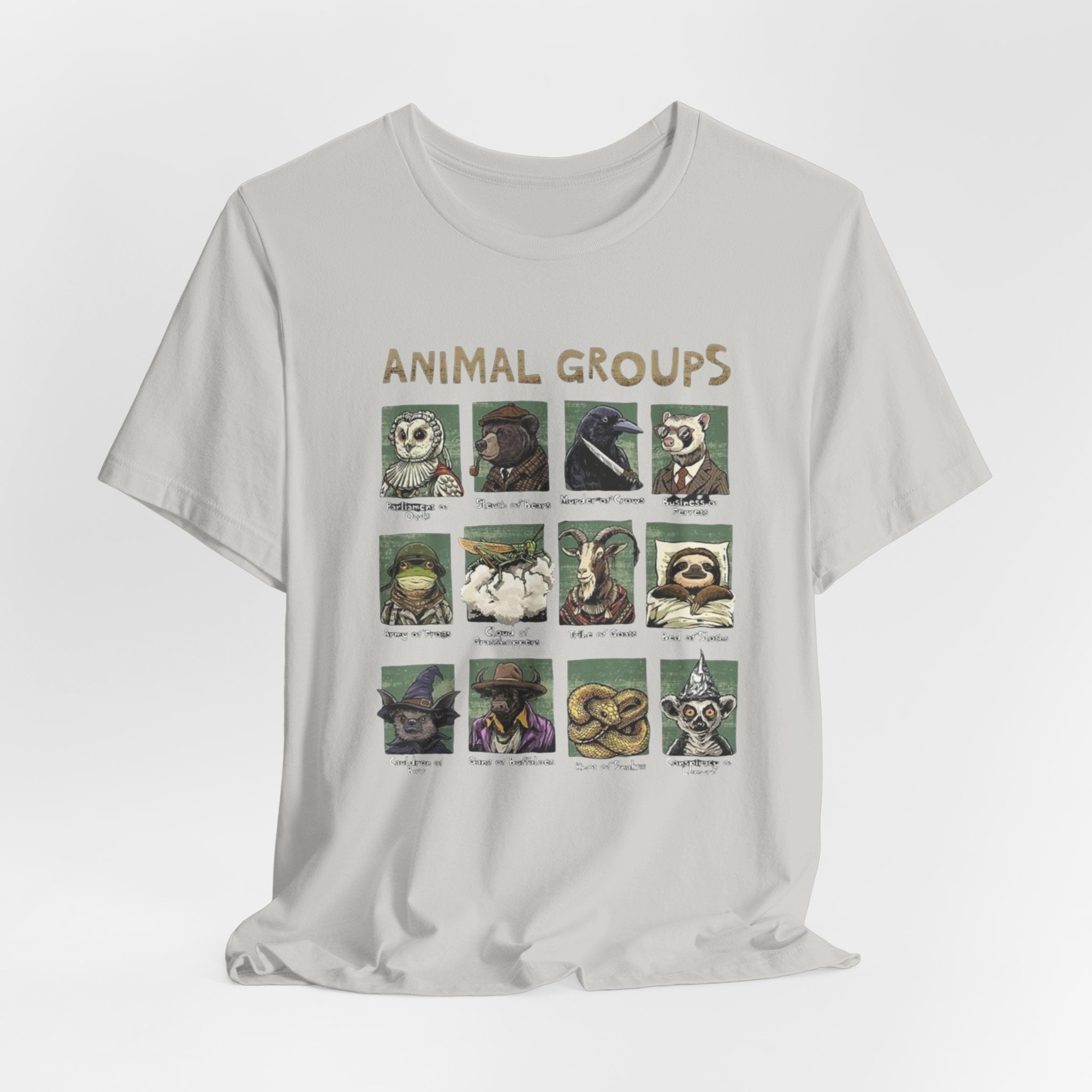 Animal Groups tee | Vintage animal illustrations grid