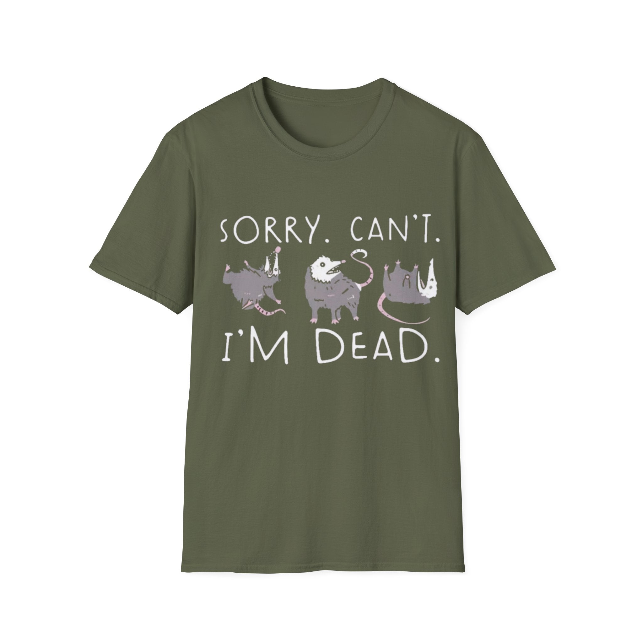 Sorry Can't I'm Dead Opossum T-Shirt | Goth Cat Illustration, Humorous Halloween Tee