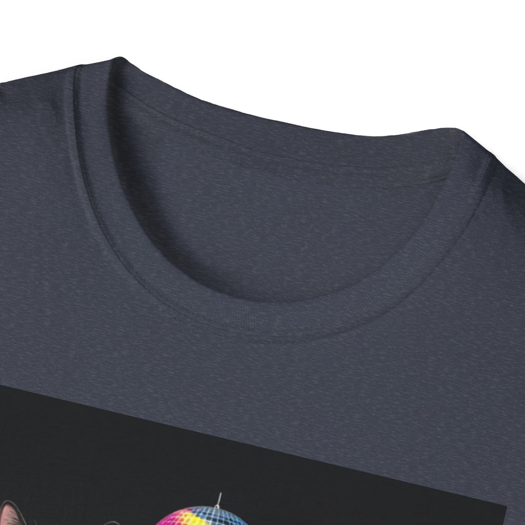 Skater Cat tee,I Am Wonder Mike Cat T-Shirt | Disco Dance Floor, Retro Rainbow Moon