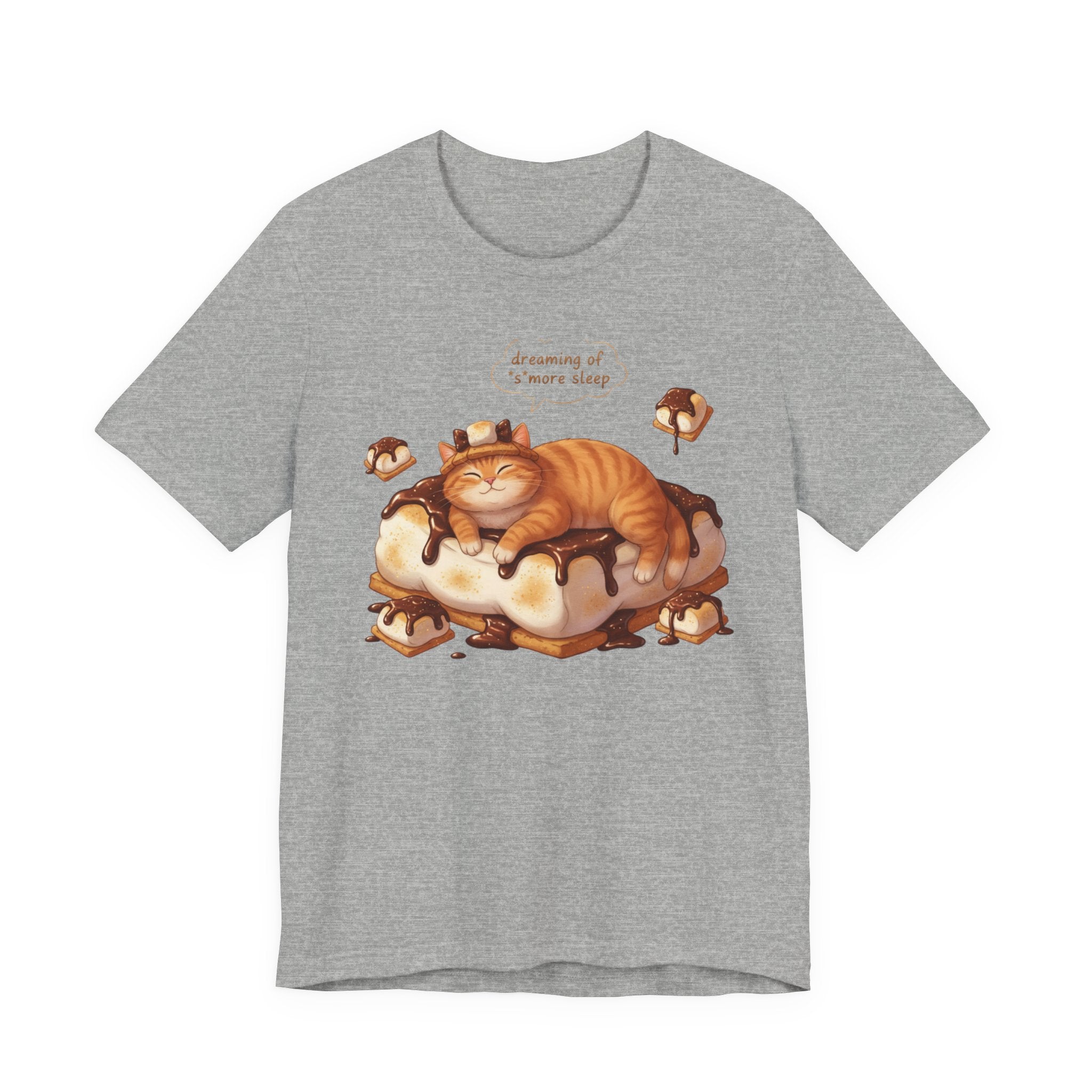 Sleeping Tabby on S'mores Tee | Cat Dessert Illustration T-Shirt