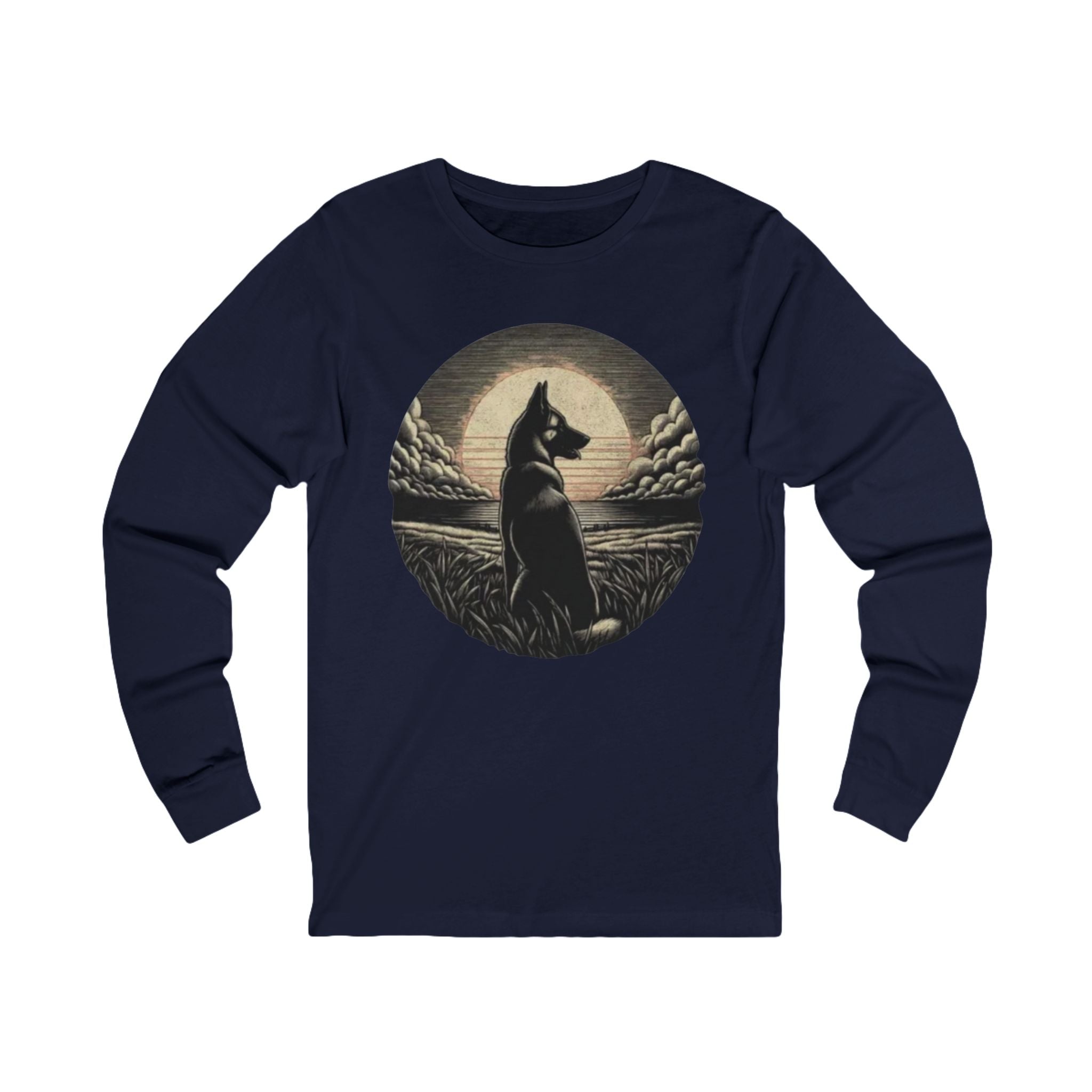 Belgian Malinios Moon Long Sleeve Tee | Nightscape Graphic