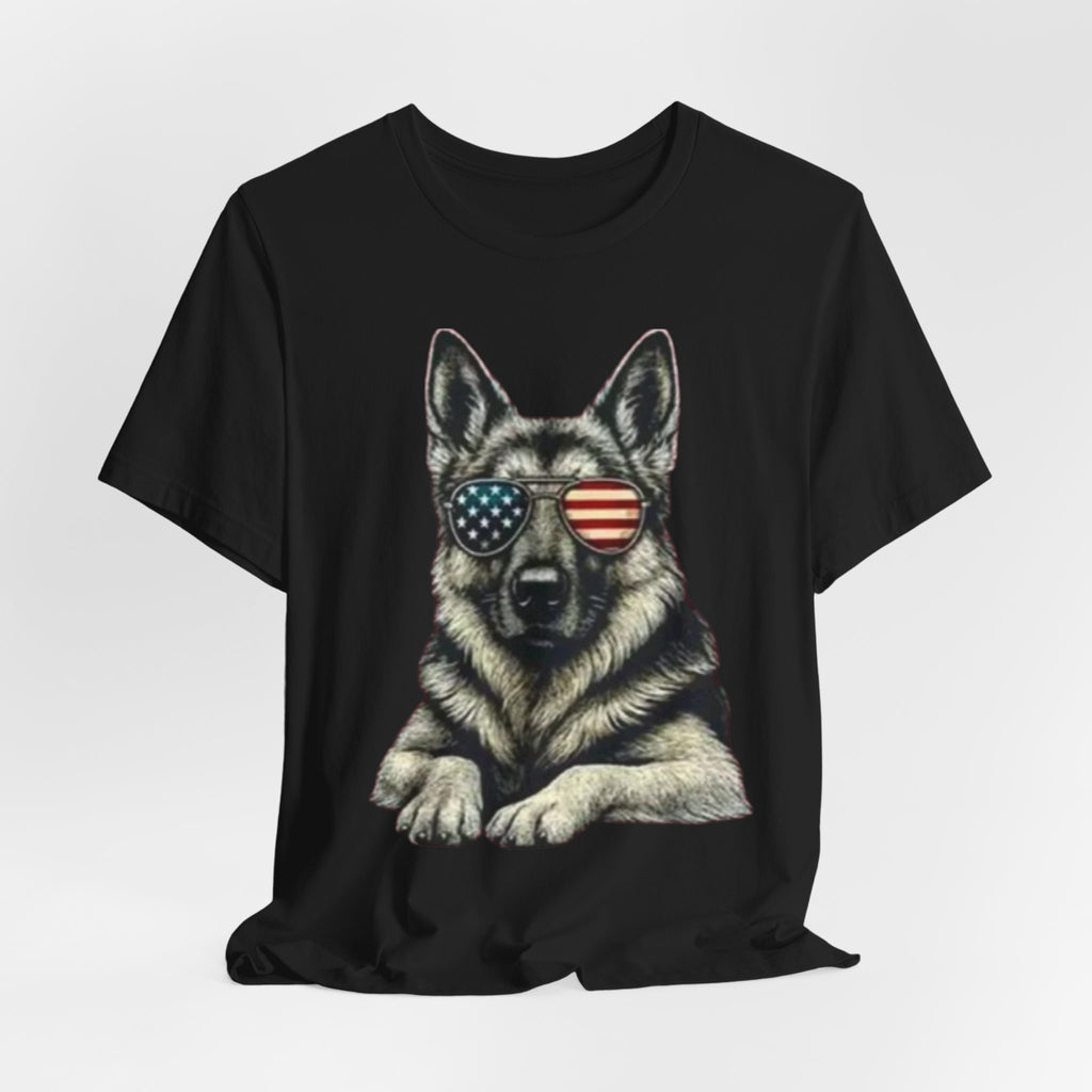 German Shepherd, American Flag Sunglasses German Shepherd T-Shirt