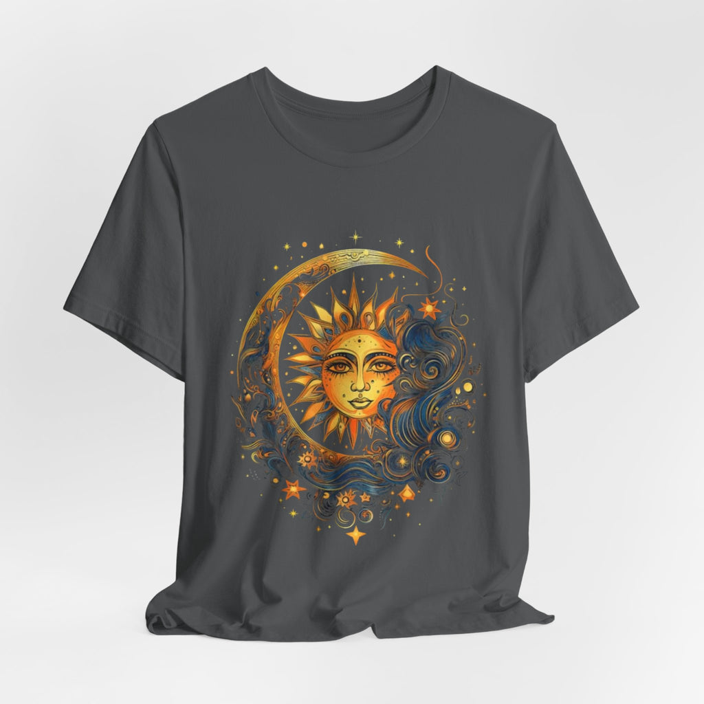 Sun and Moon Graphic Tee, Cosmic T-shirt for Astrology Lovers, Unisex Summer Tee, Celestial Art Shirt, Unique Gift Idea, Horoscope Fashion