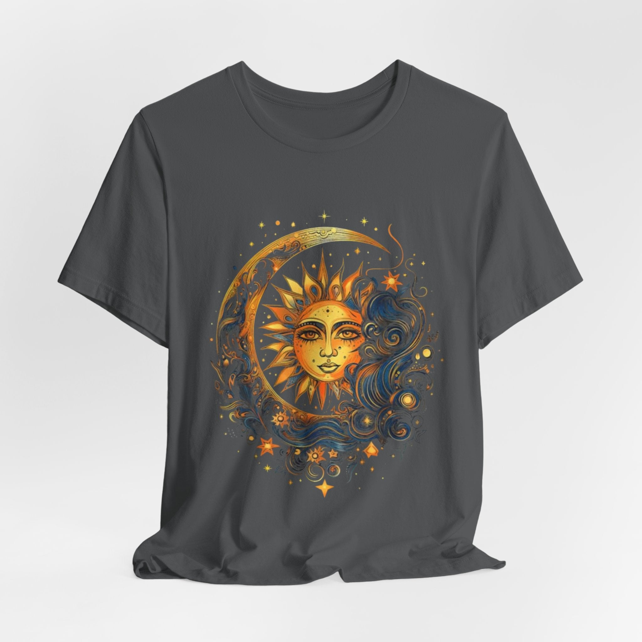 Sun and Moon Graphic Tee, Cosmic T-shirt for Astrology Lovers, Unisex Summer Tee, Celestial Art Shirt, Unique Gift Idea, Horoscope Fashion