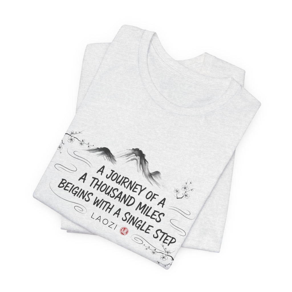 A Journey of a Thousand Miles tee | Mountain Quote Shirt, Minimal Zen Design