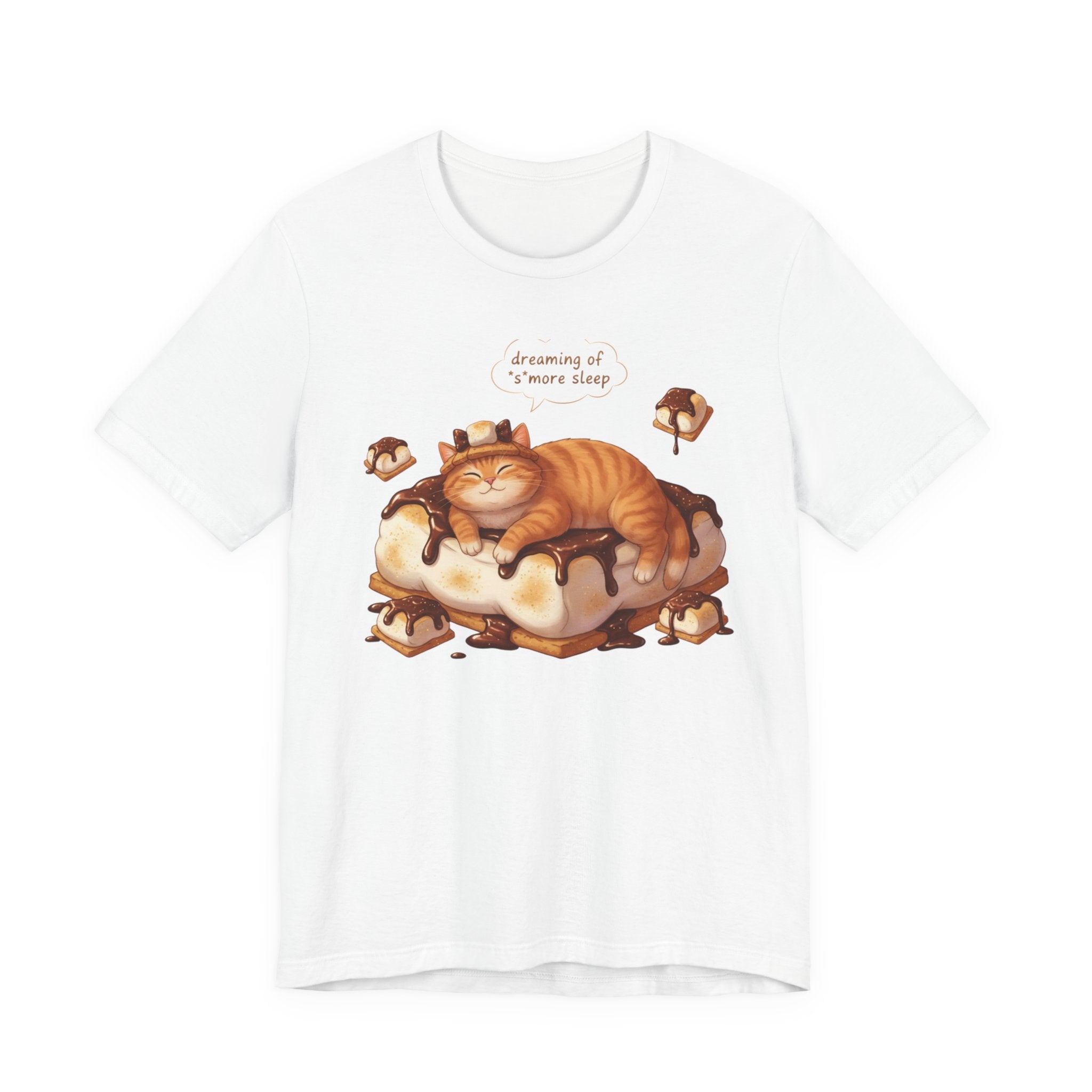 Sleeping Tabby on S'mores Tee | Cat Dessert Illustration T-Shirt