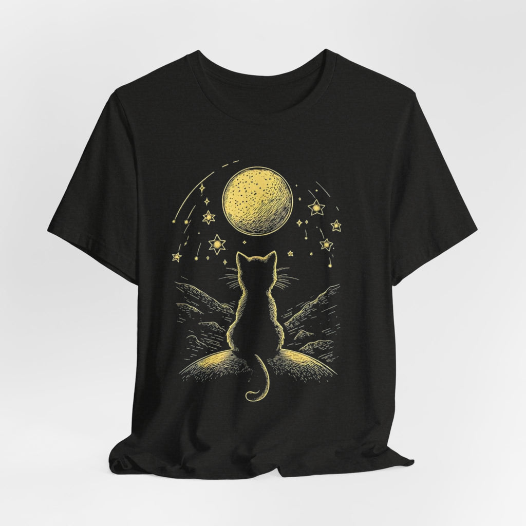 Cat Silhouette Moonlight T-Shirt | Night Sky Stars