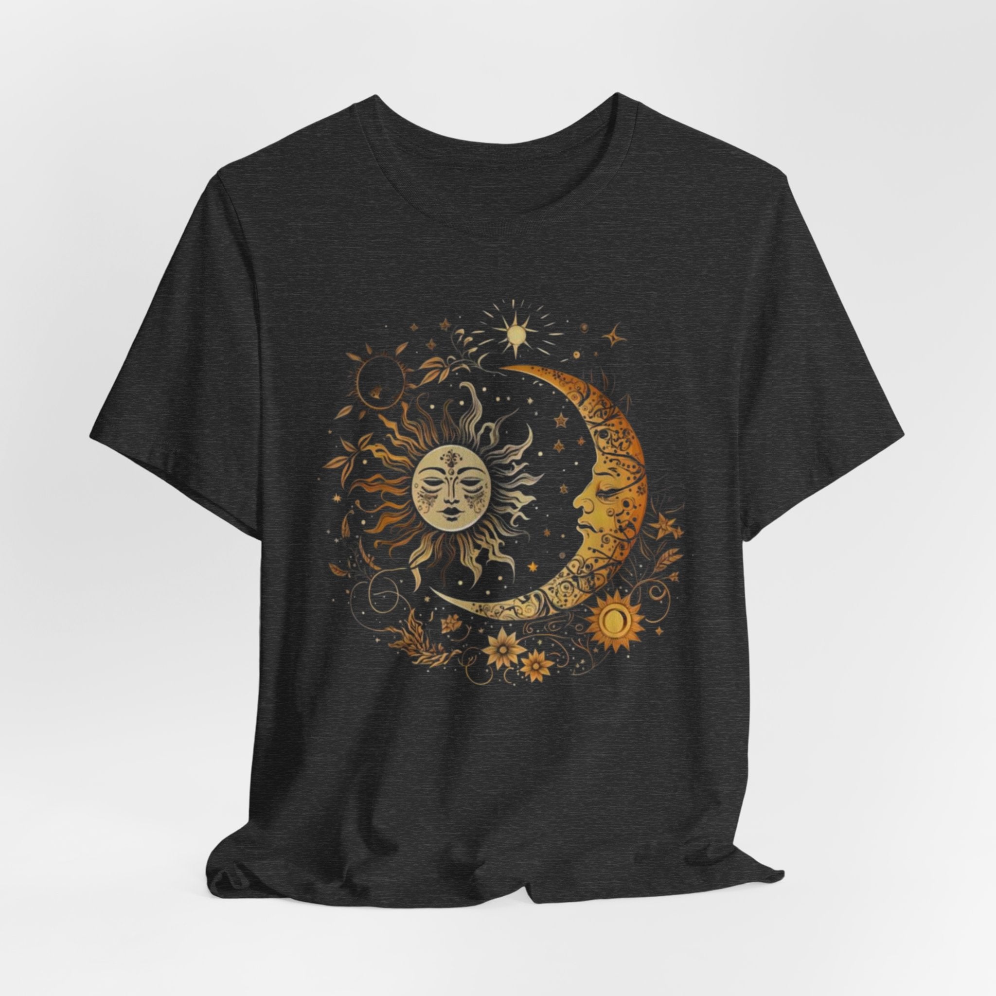 Celestial Sun and Moon Tee, Unisex Short Sleeve T-Shirt, Astrology Shirt, Gift for Astronomers, Cosmic Design Tee