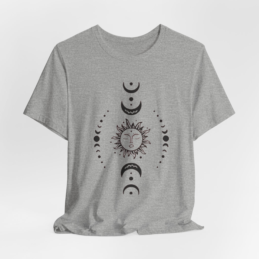 Celestial Phase Unisex Tee | Sun and Moon Graphic Tee, Astrology Shirt, Boho Style, Gift for Sky Lovers, Casual Everyday Wear