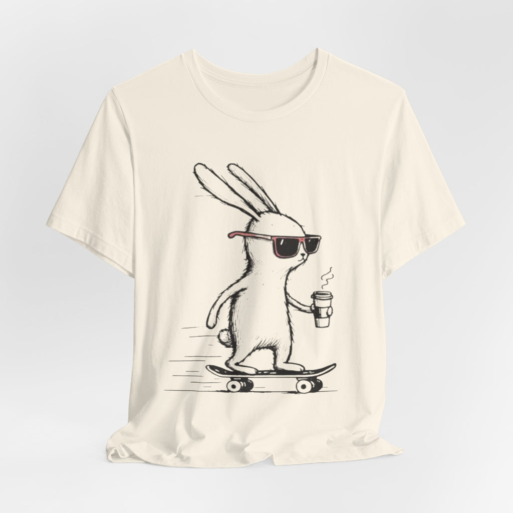 Cool Skateboarding Rabbit Tee, Unisex Short Sleeve Shirt, Funny Animal T-Shirt, Casual Daily Wear, Gift for Rabbit Lovers