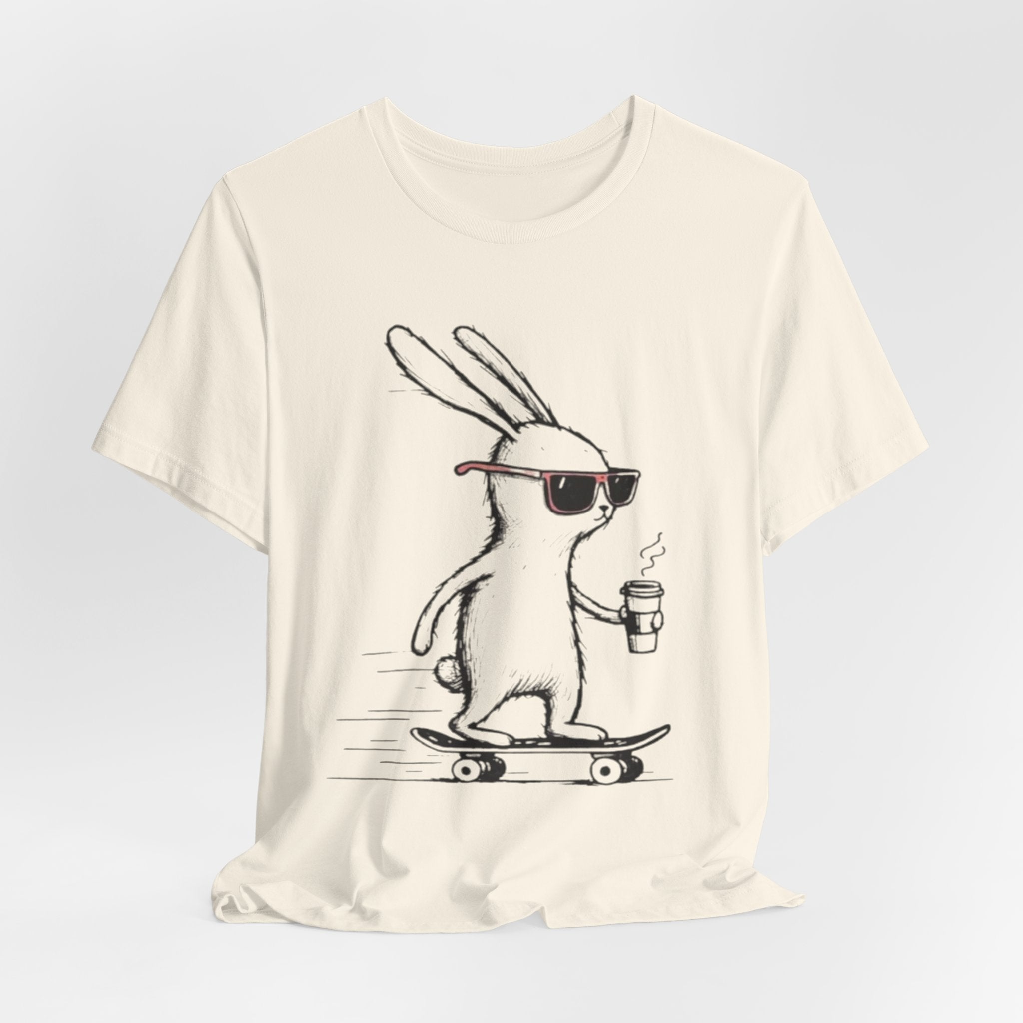 Cool Skateboarding Rabbit Tee, Unisex Short Sleeve Shirt, Funny Animal T-Shirt, Casual Daily Wear, Gift for Rabbit Lovers