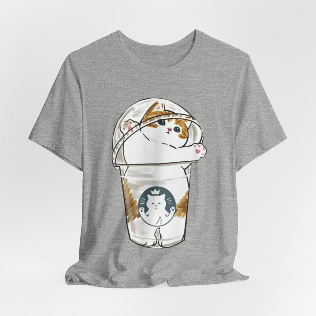 Cat in Bubble Tea Cup Tee | Kawaii Cat Boba Shirt, Cat in Coffee Cup tee, Cute Cat Illustration
