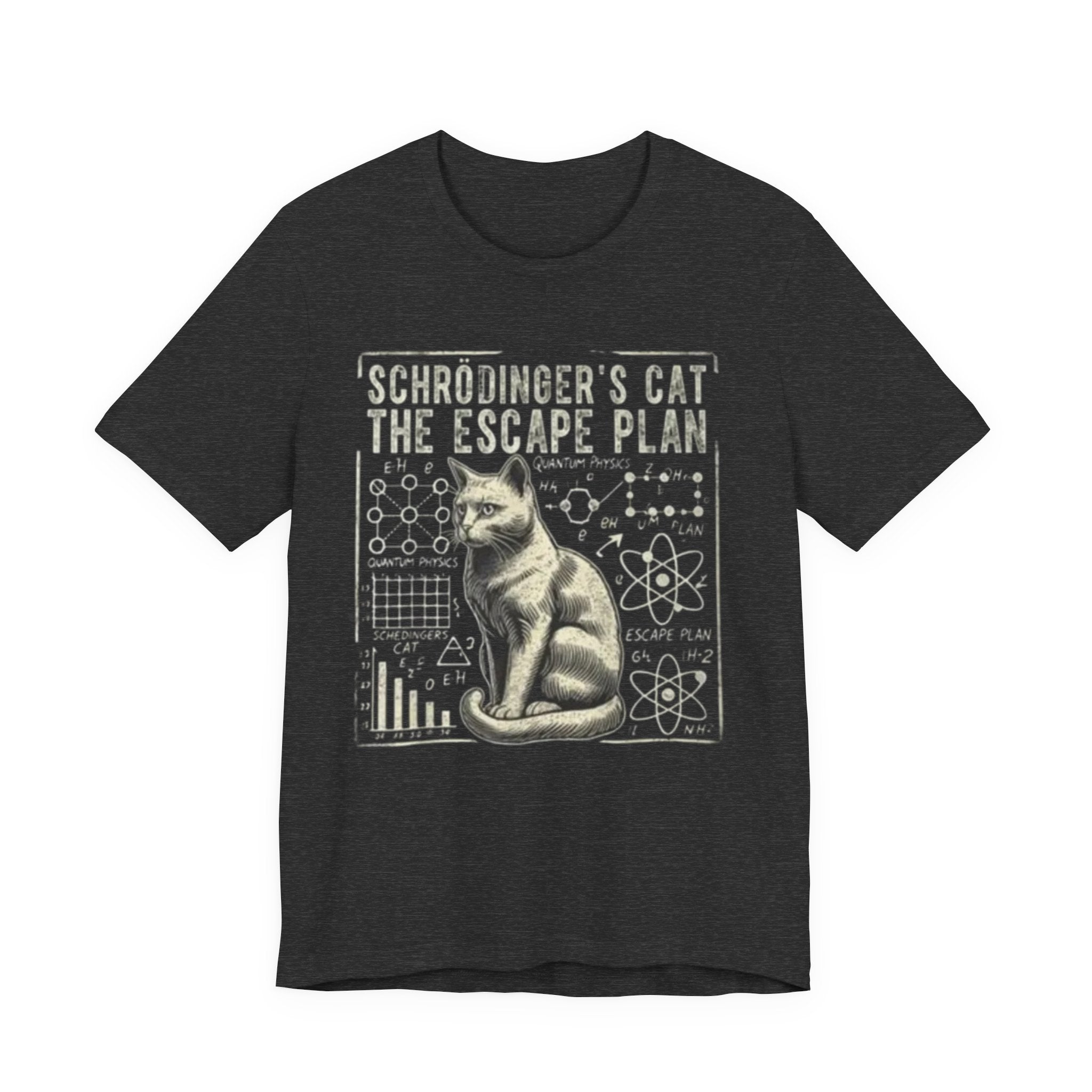 Schrödinger's Cat Escape Plan Tee | Physics Cat Diagram Shirt