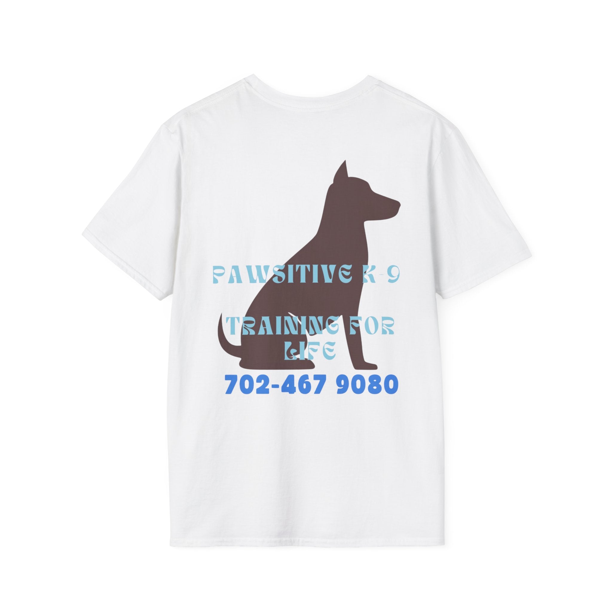 Dog Training T-Shirt — "Pawsitive K-9 Training for Real" with Contact Number, Personalized shirt