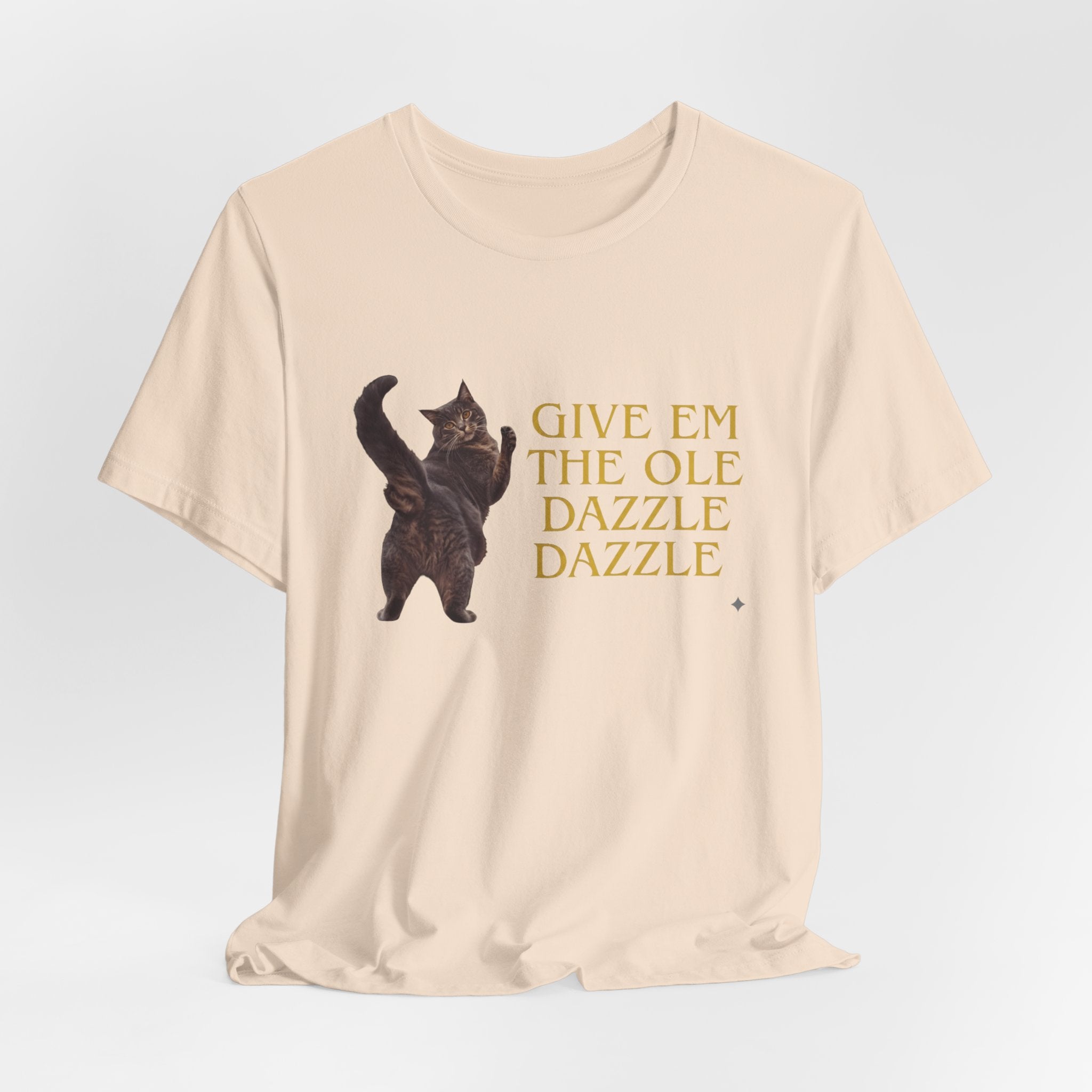 Give 'Em the Ole Dazzle Dazzle Cat T-Shirt | Retro Cat Illustration