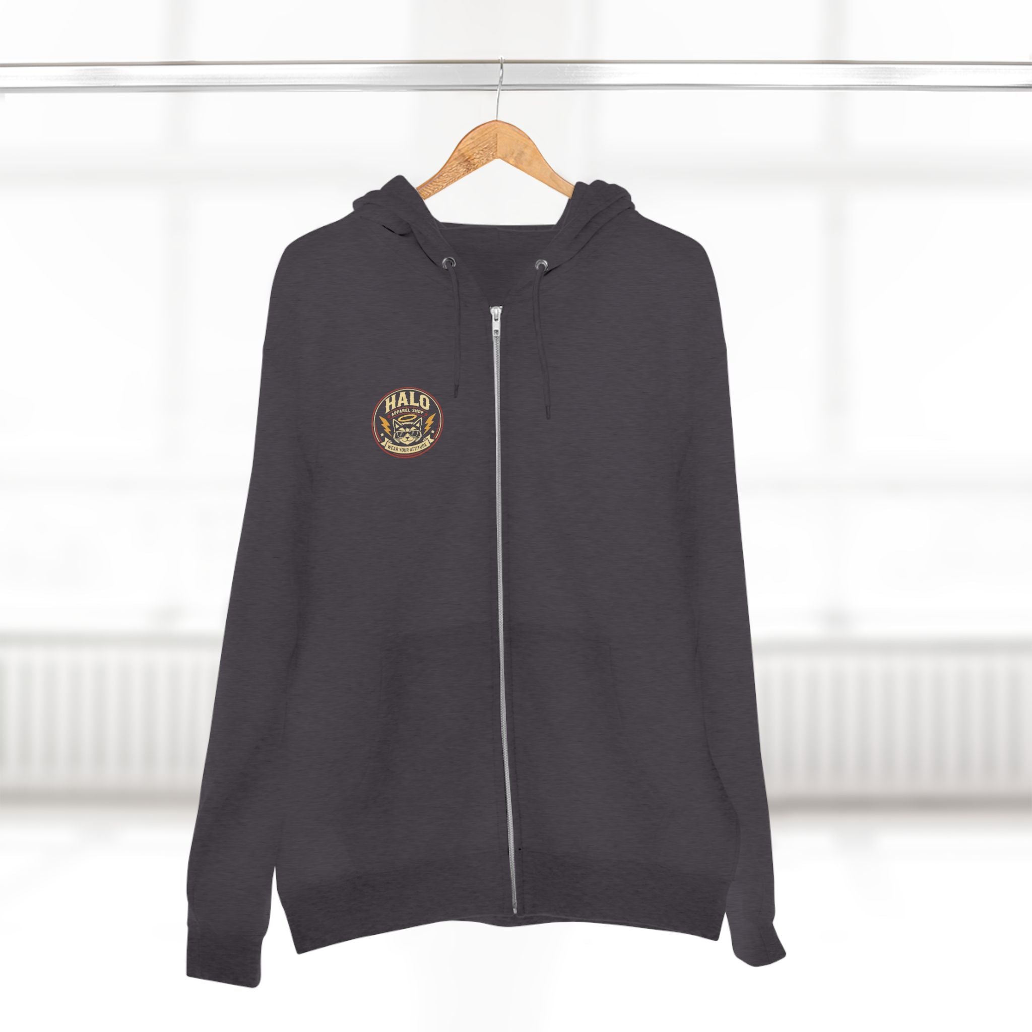 Halo Apparel Co. Vintage Cat Logo Zip Hoodie