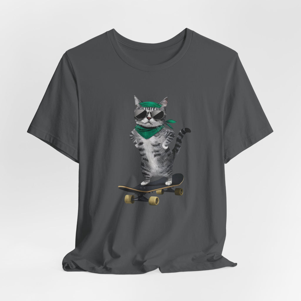 Skateboarding Cat Tee | Cool Cat on Skateboard Shirt