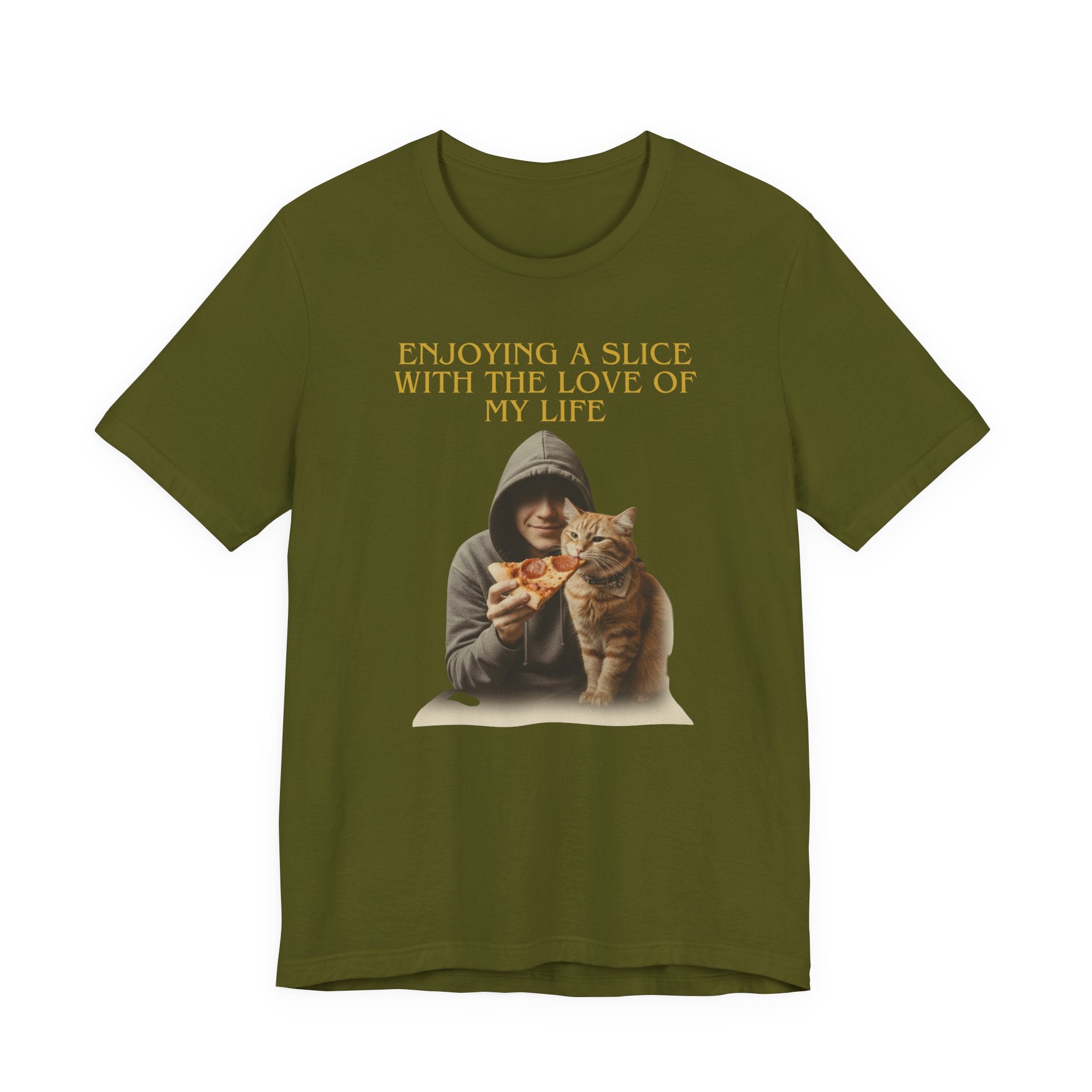 Enjoying a Slice With the Love of My Life T-Shirt | Cat Pizza Tee