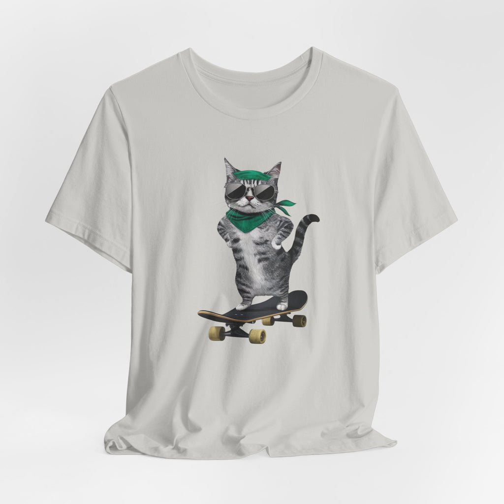 Skateboarding Cat Tee | Cool Cat on Skateboard Shirt