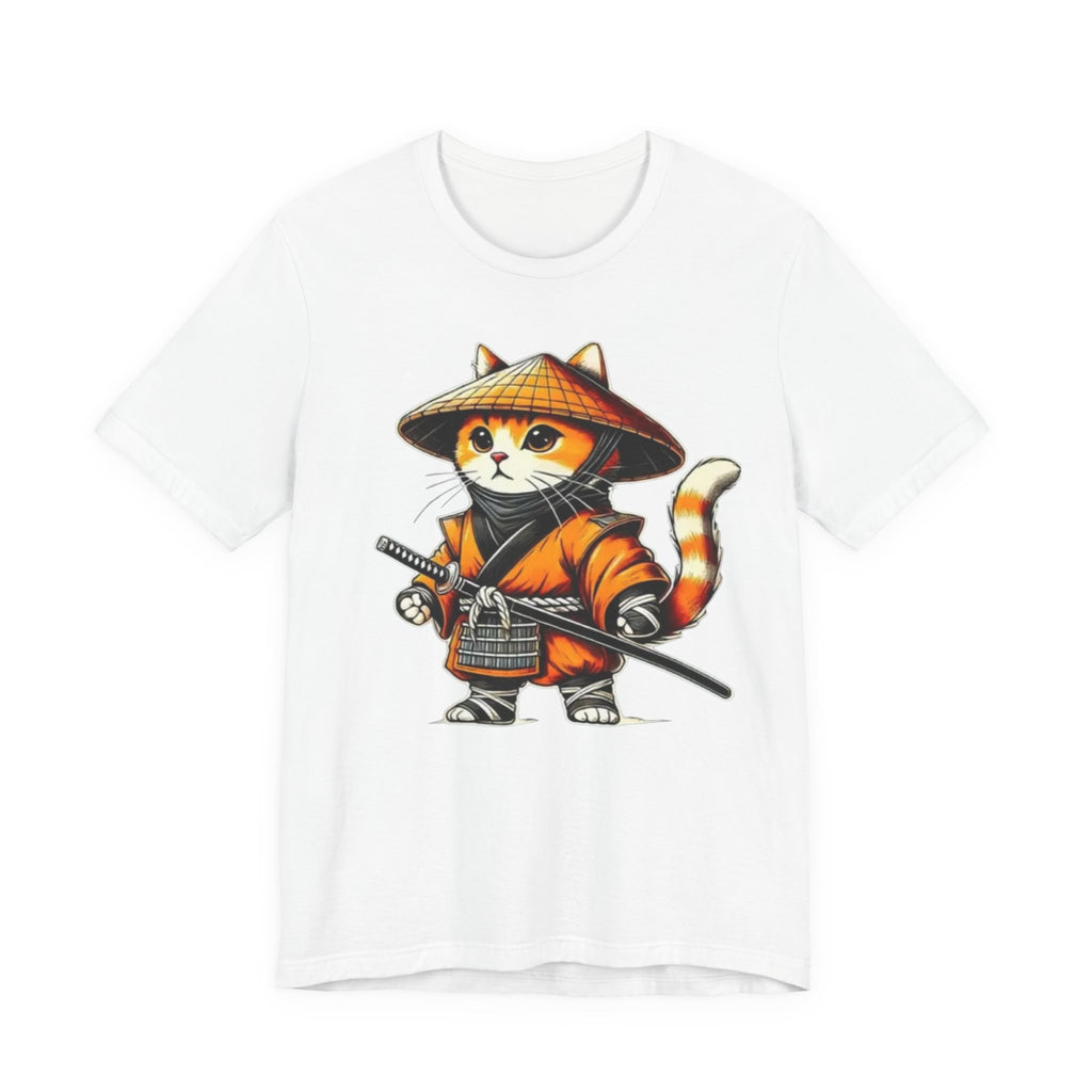 Samurai Cat T‑Shirt — Cute Ninja Kitten Graphic Tee