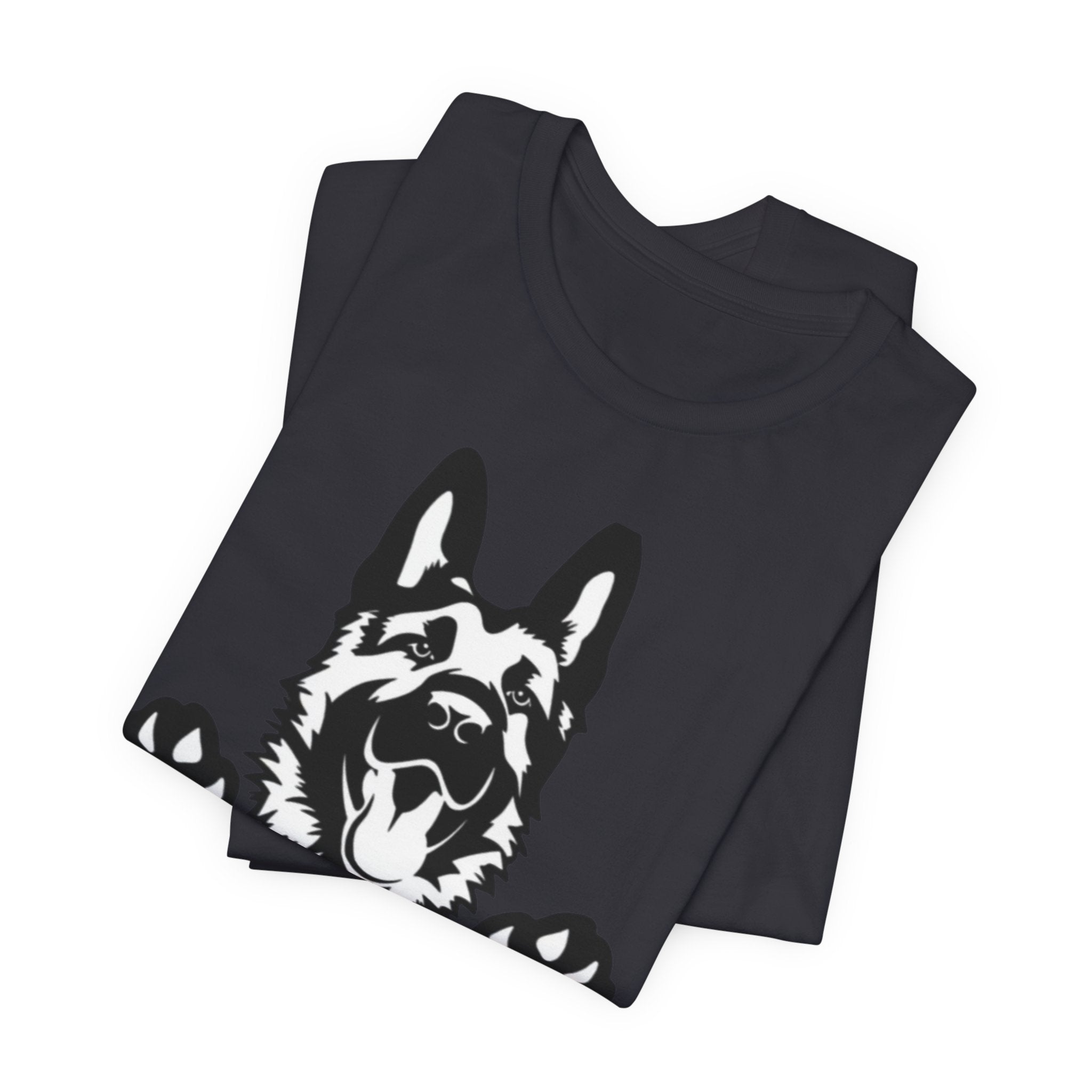 German Shepherd Peeking T-Shirt — Dog Lover Paw Print Tee