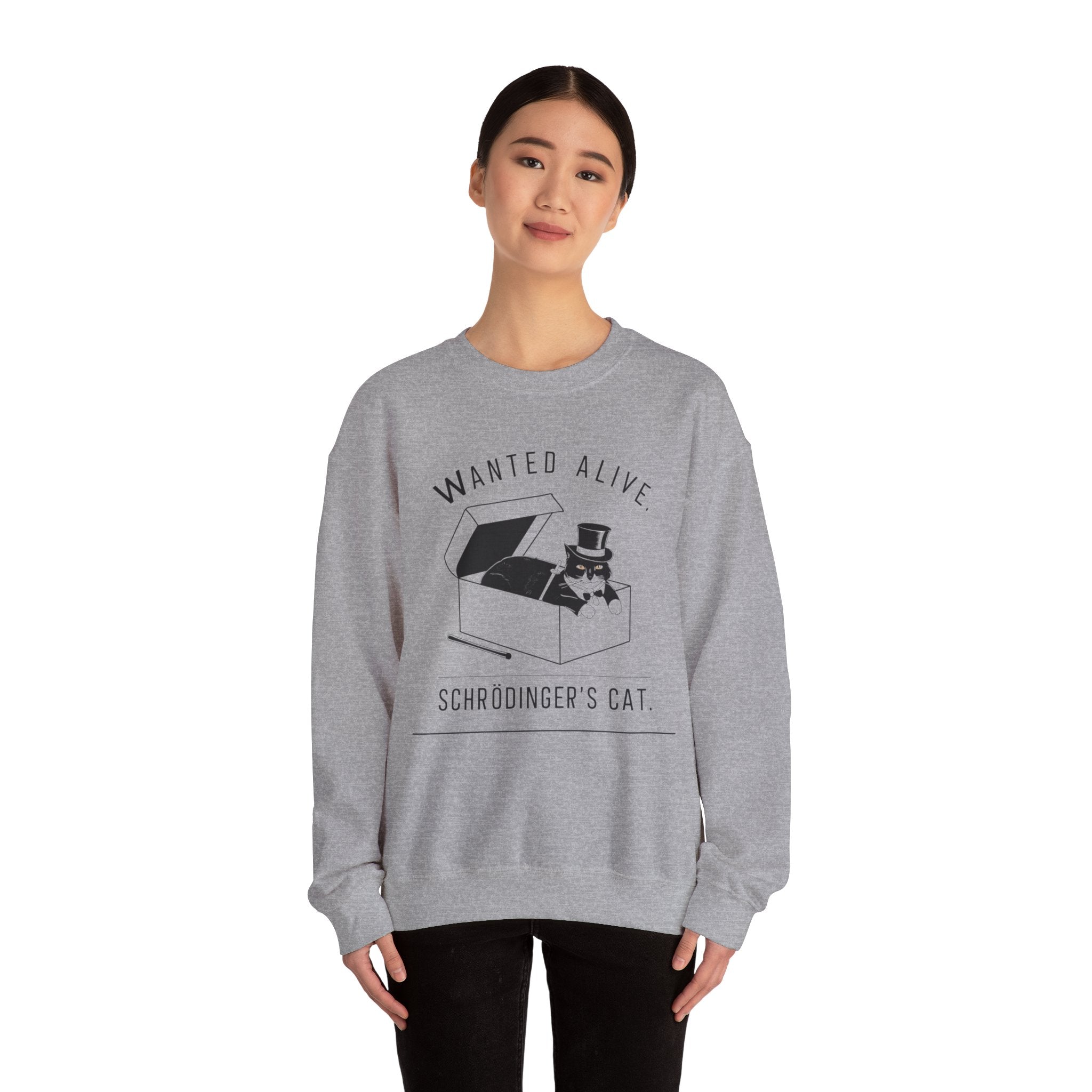 Funny Schrodinger's Cat Unisex Sweatshirt - Quantum Science Crewneck Jumper, Hilarious Physics Sweater, Scientist Gift, Geeky Clothing,