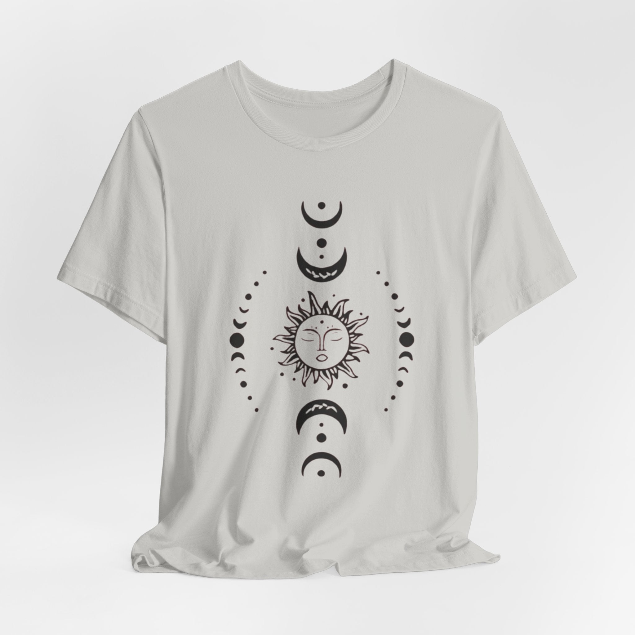 Celestial Phase Unisex Tee | Sun and Moon Graphic Tee, Astrology Shirt, Boho Style, Gift for Sky Lovers, Casual Everyday Wear