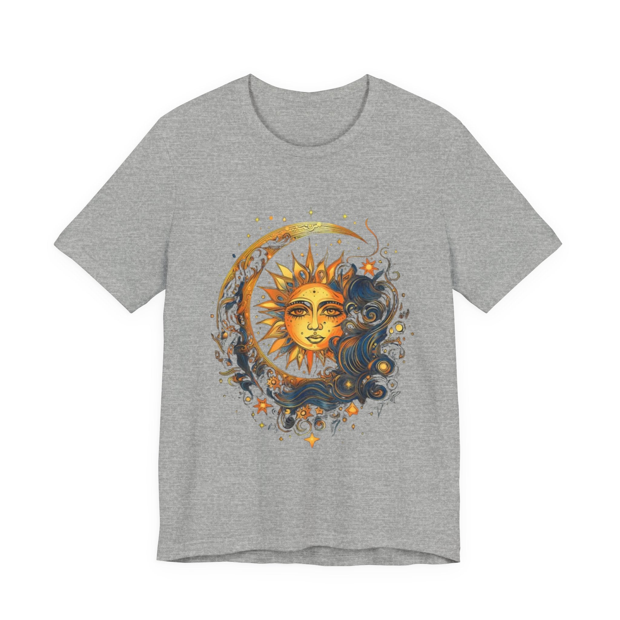 Sun and Moon Graphic Tee, Cosmic T-shirt for Astrology Lovers, Unisex Summer Tee, Celestial Art Shirt, Unique Gift Idea, Horoscope Fashion