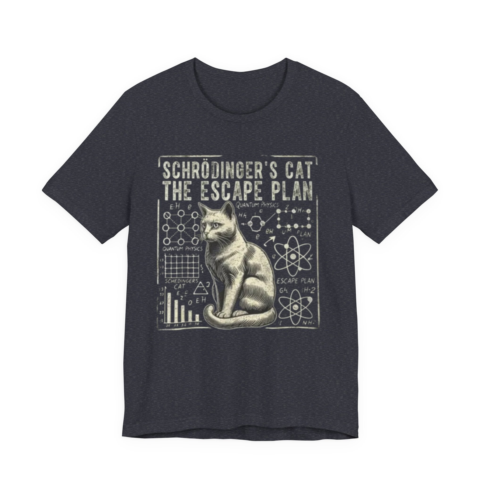 Schrödinger's Cat Escape Plan Tee | Physics Cat Diagram Shirt