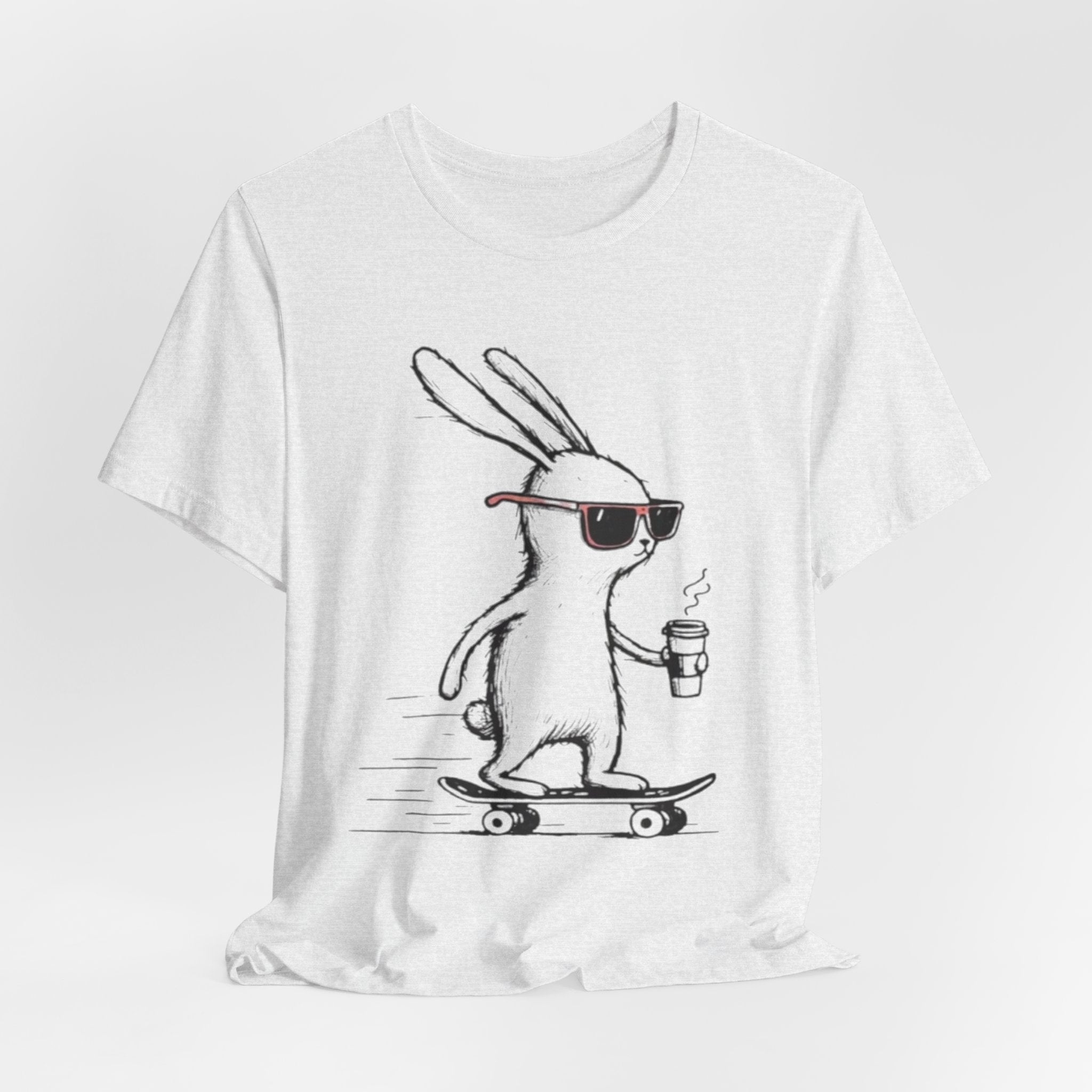 Cool Skateboarding Rabbit Tee, Unisex Short Sleeve Shirt, Funny Animal T-Shirt, Casual Daily Wear, Gift for Rabbit Lovers