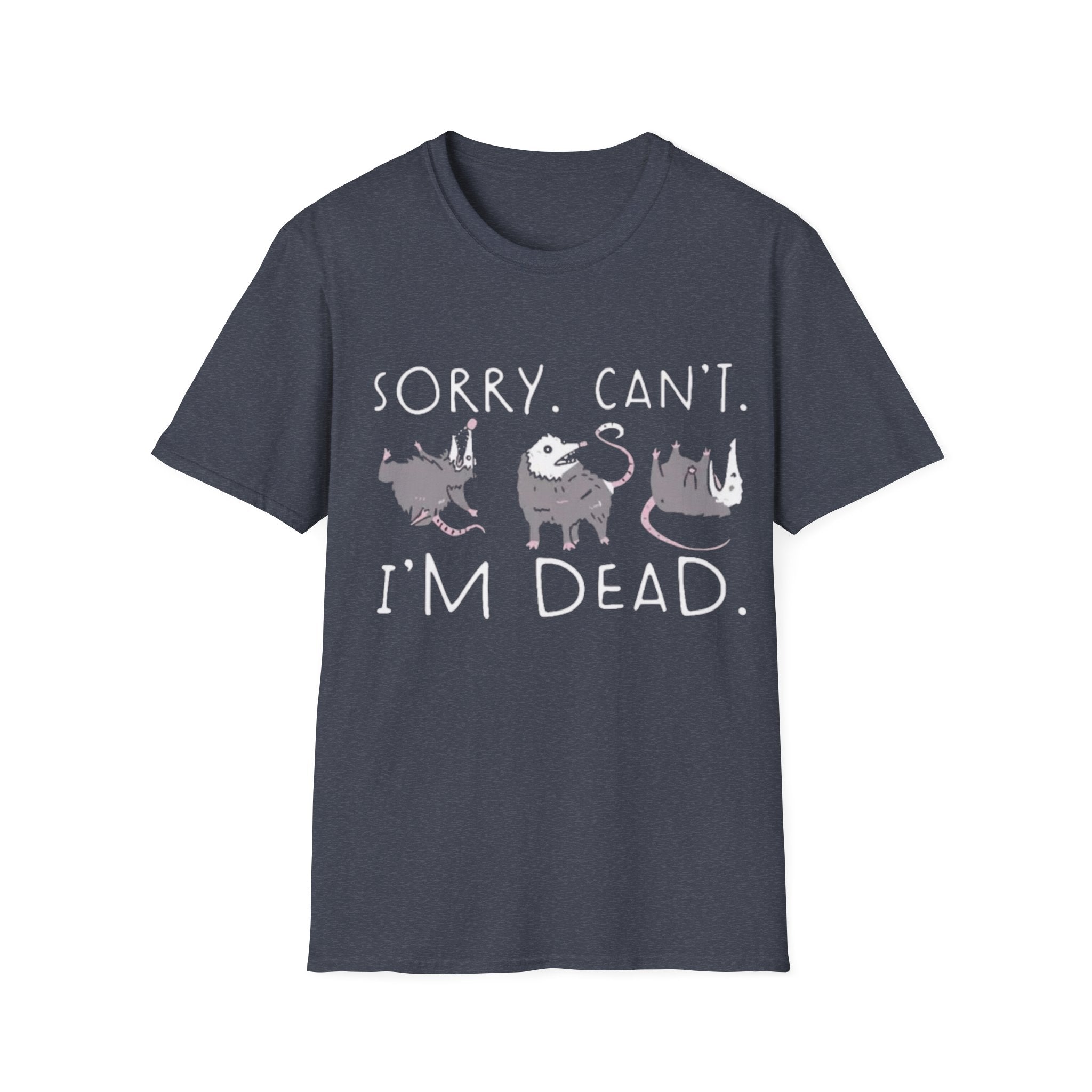 Sorry Can't I'm Dead Opossum T-Shirt | Goth Cat Illustration, Humorous Halloween Tee