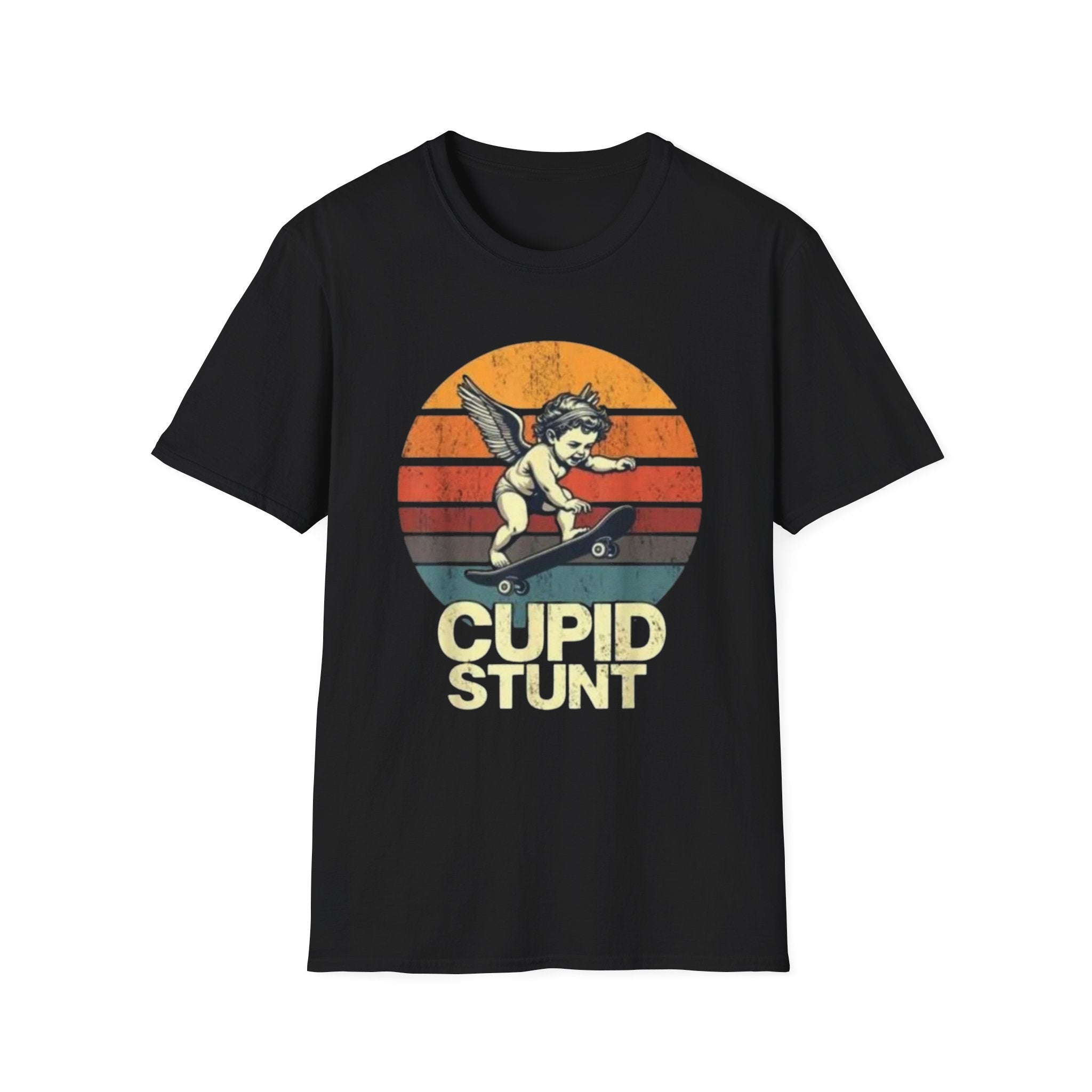 Cupid Stunt Skateboarding Cherub T-Shirt | Retro Sunset Graphic,  Valentines day shirt