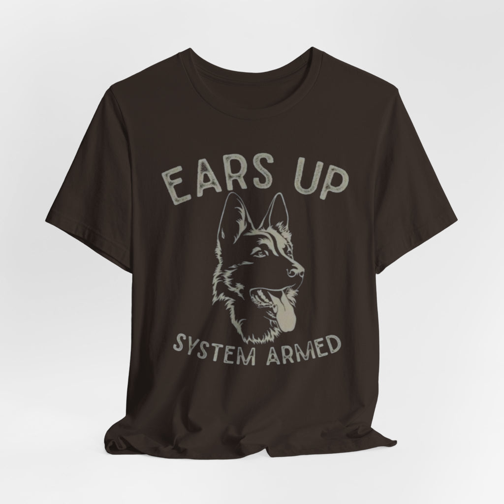 German Shepherd  Ears Up K9 Graphic Tee — "System Armed" German Shepherd Dog Shirt