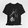 German Shepherd Portrait T-Shirt — Detailed Monochrome Dog Tee