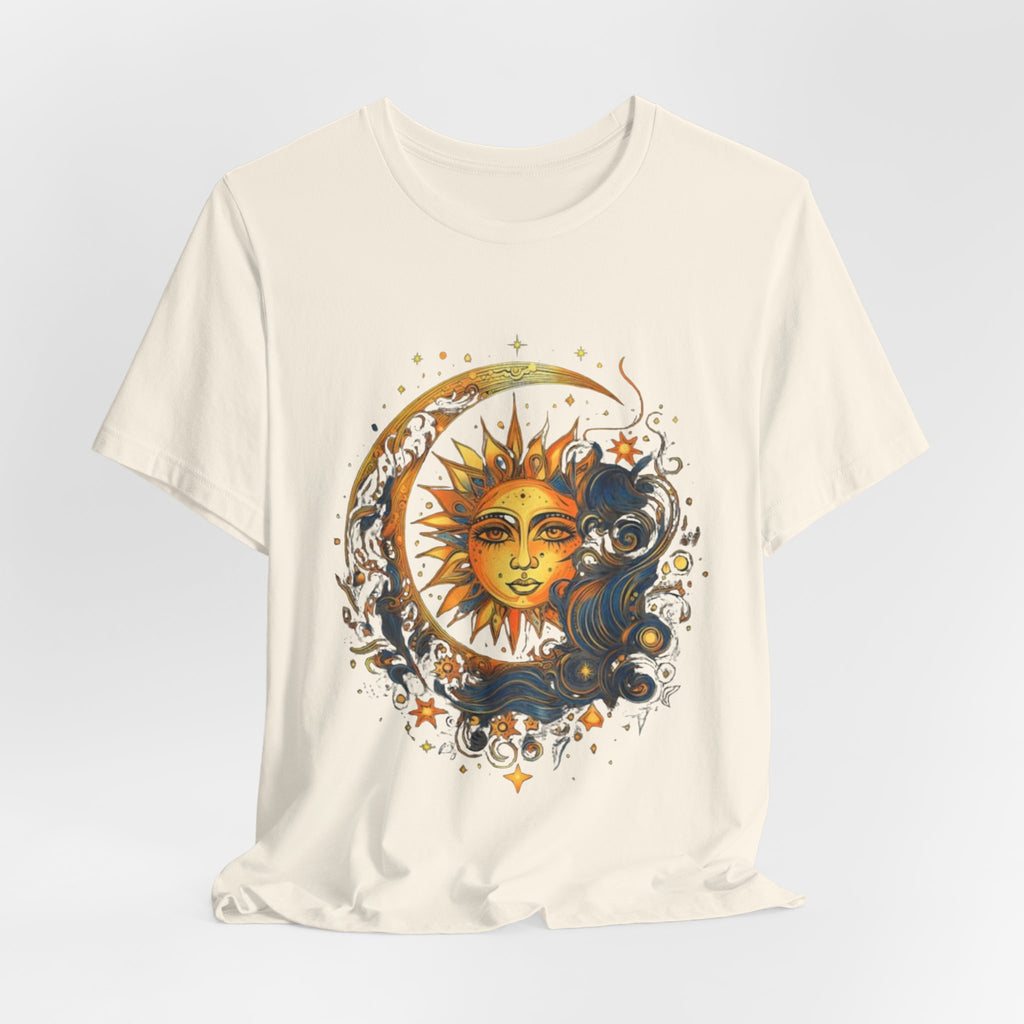 Sun and Moon Graphic Tee, Cosmic T-shirt for Astrology Lovers, Unisex Summer Tee, Celestial Art Shirt, Unique Gift Idea, Horoscope Fashion