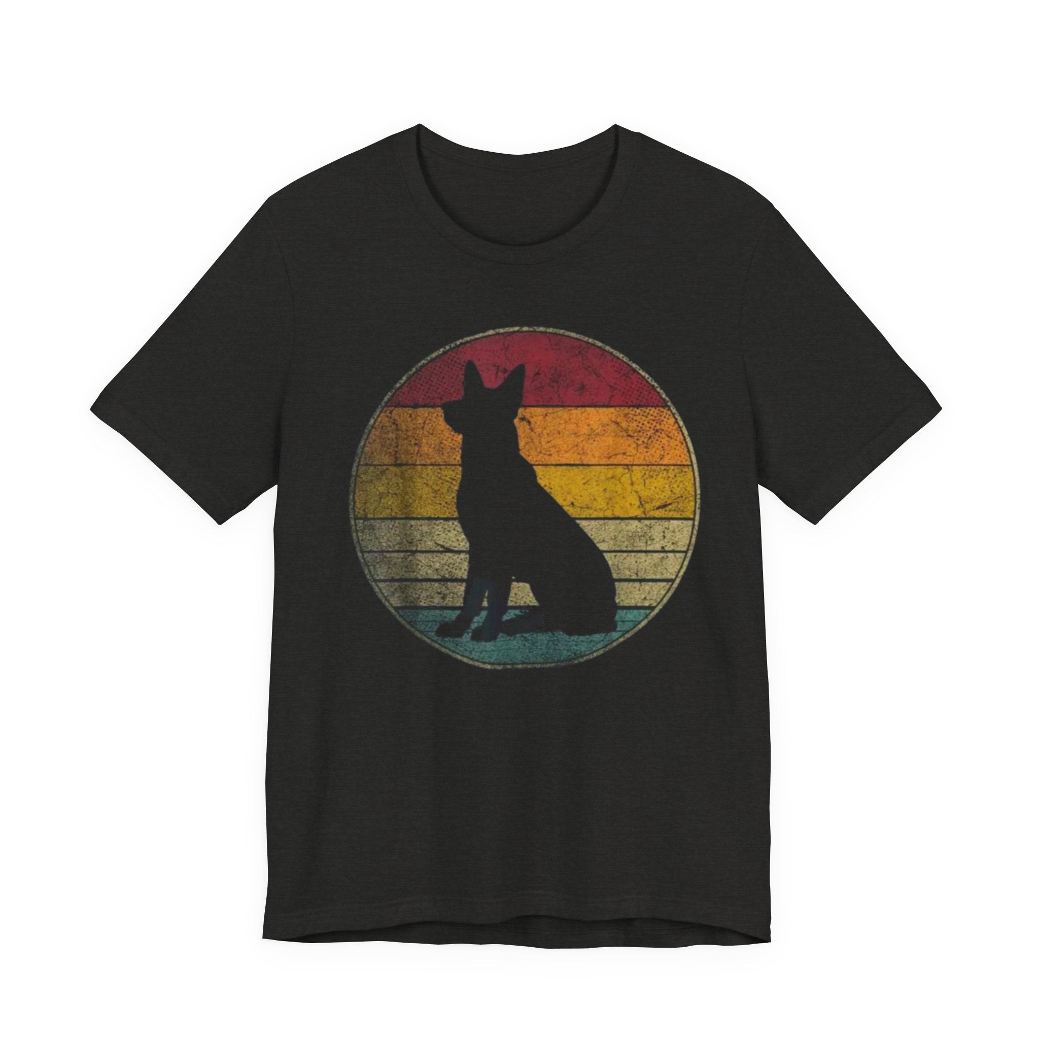 German Shepherd Silhouette Tee — Retro Sunset Dog Lover T-Shirt