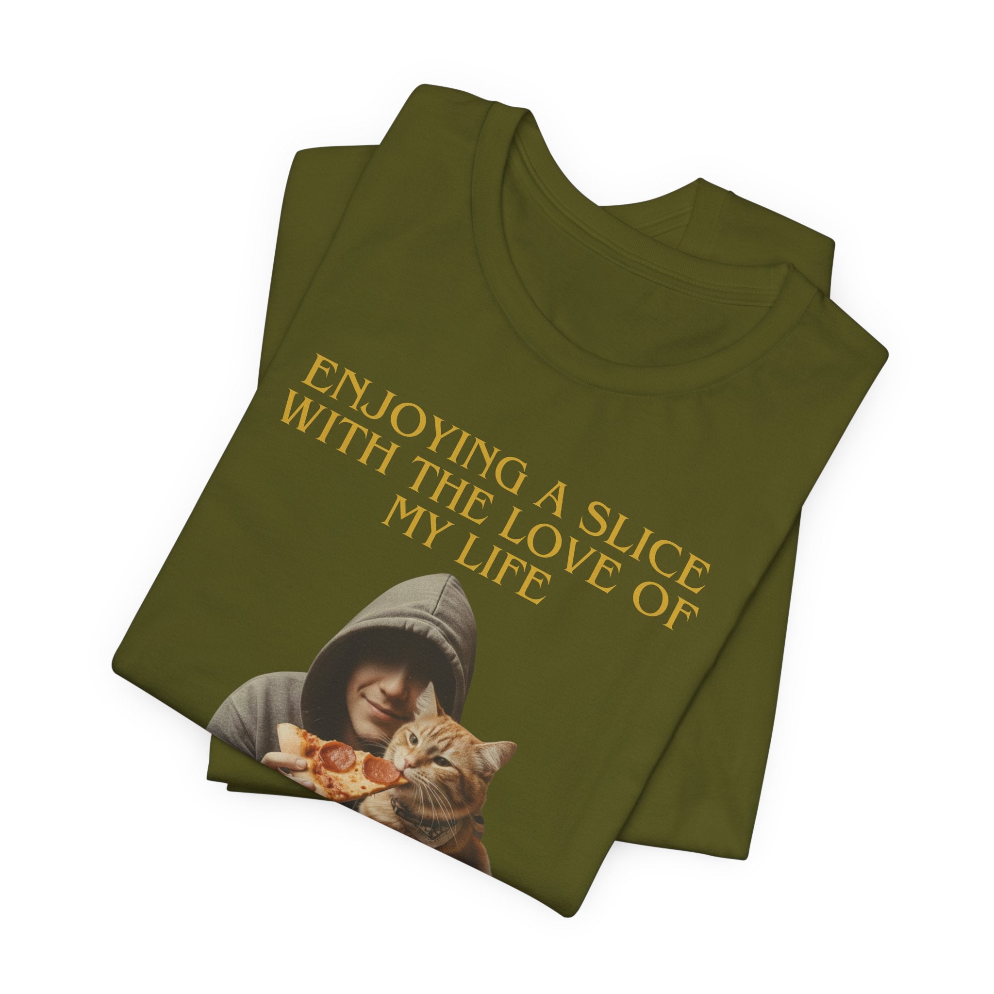 Enjoying a Slice With the Love of My Life T-Shirt | Cat Pizza Tee