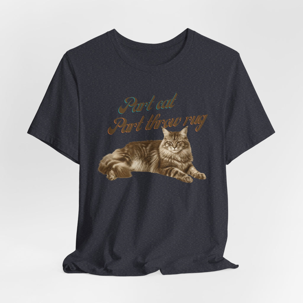 Maine Coon Cat T-Shirt | Vintage Maine Coon Cat Illustration, Part Cat Part throw rug