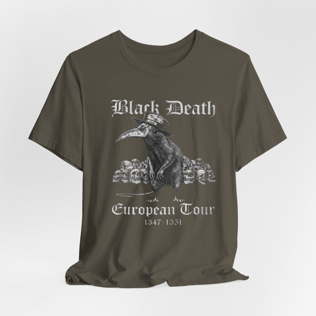 Black Death Plague Doctor crow European Tour T-Shirt | 1347-1351 gothic tee
