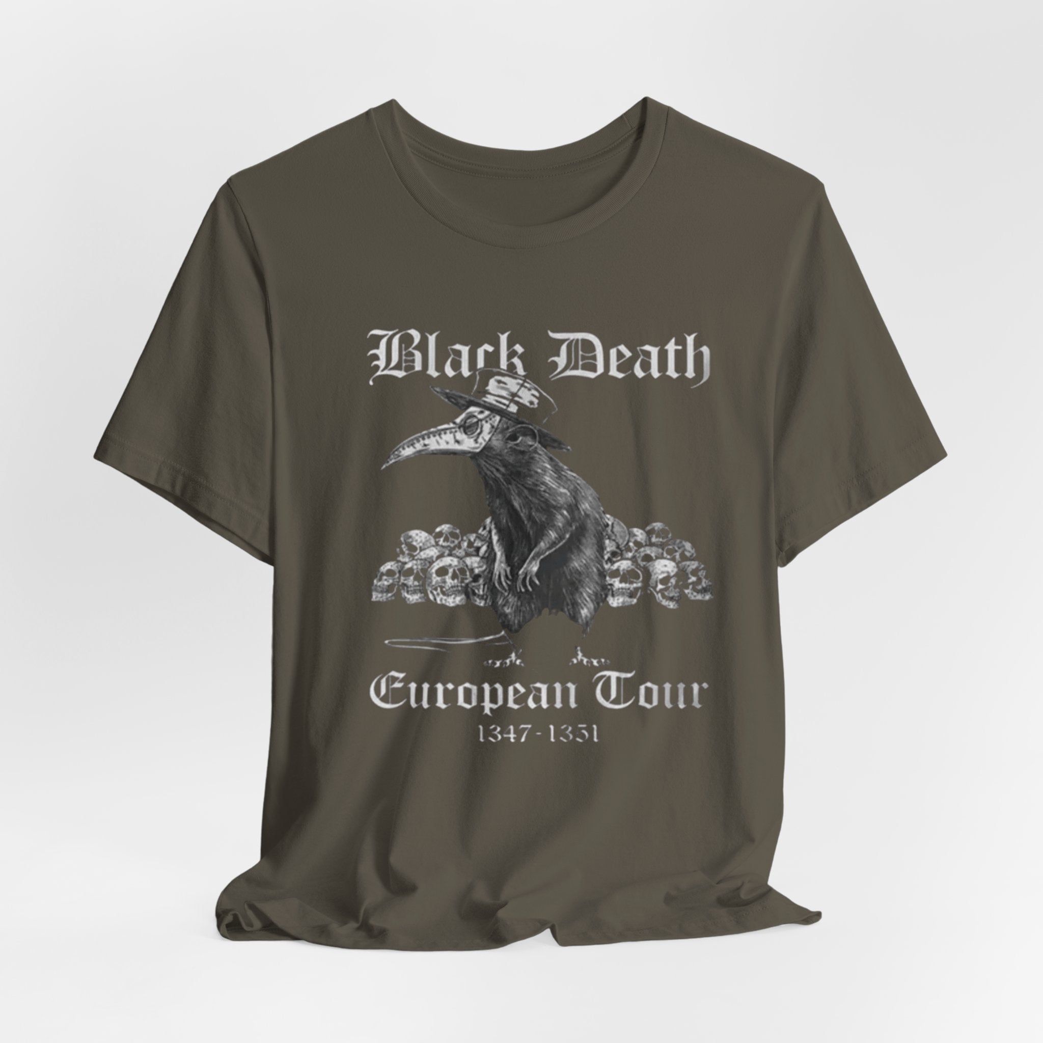 Black Death Plague Doctor crow European Tour T-Shirt | 1347-1351 gothic tee
