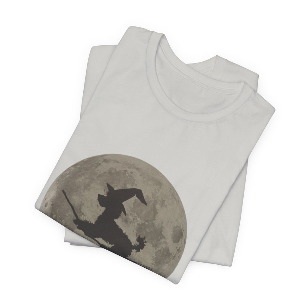 Poodle tee, Witchy Moon Graphic Tee, Spooky Halloween Shirt, Unisex Tee for Fall, Witch Costume Top, Magical Gift for Her