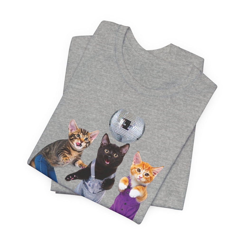 Disco Roller Cats T-Shirt | Three Cats on Roller Skates with Disco Ball